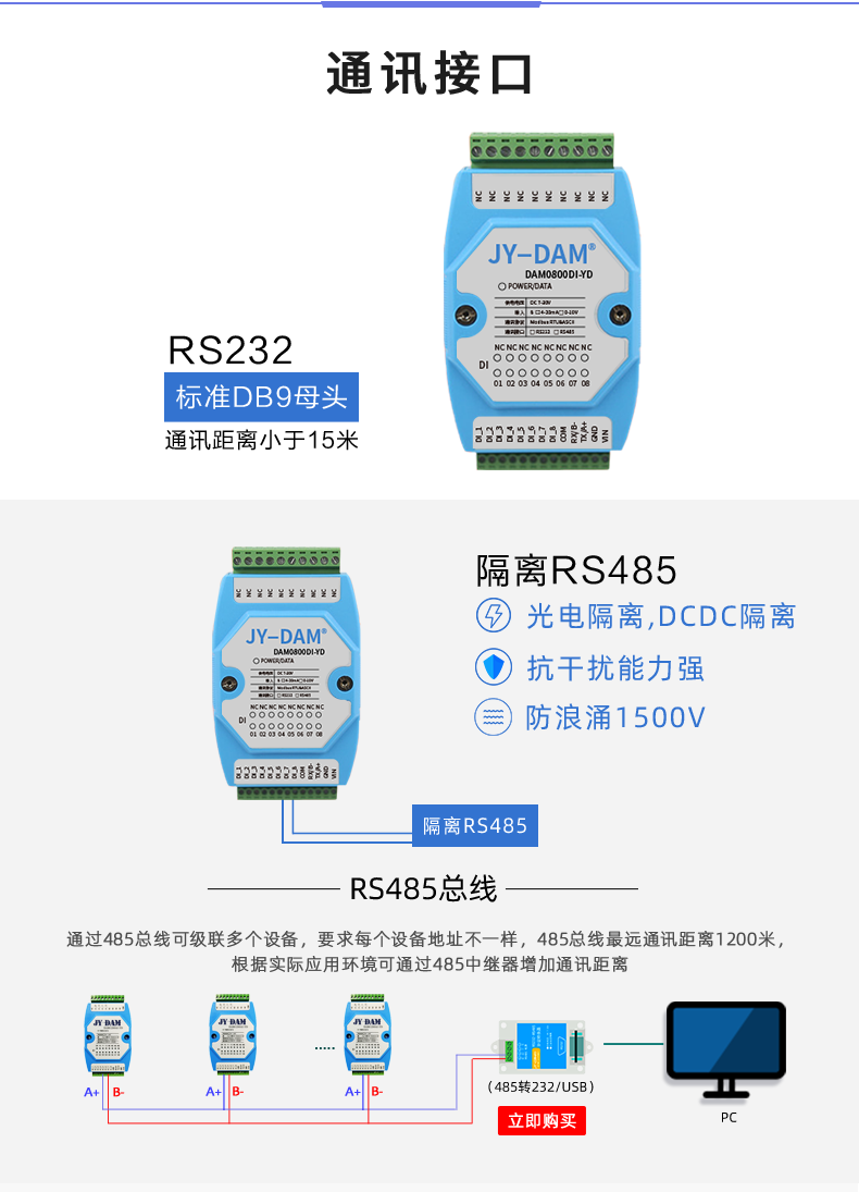 DAM-0800DI-YD 工业级I/O？橥ㄑ督涌