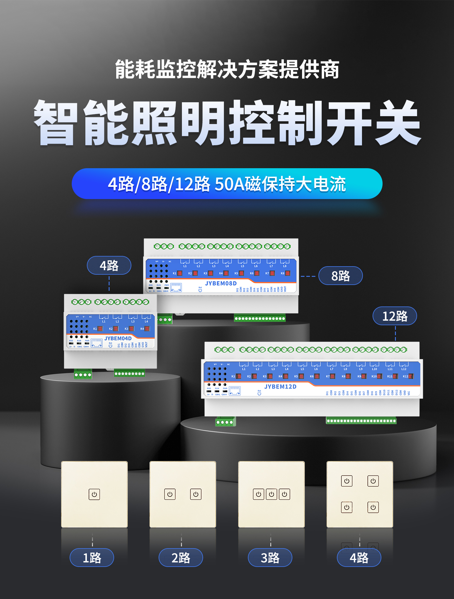 8路智能照明控制模块  JY-BEM08D